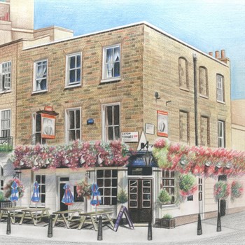 Color Pencil Sketch Portrait of A Brick Business Building at the Corner of A Street,by myDaVinci - myDaVinci
